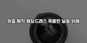 맞춤 제작 웨딩드레스 특별한 날을 위해 [요약]