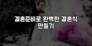 결혼준비로 완벽한 결혼식 만들기 [요약]