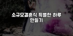 소규모결혼식 특별한 하루 만들기 [요약]