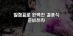 일정표로 완벽한 결혼식 준비하자 [요약]