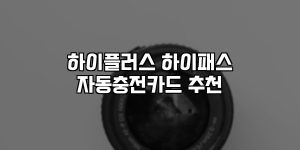 하이플러스 하이패스 자동충전카드 추천 [요약]