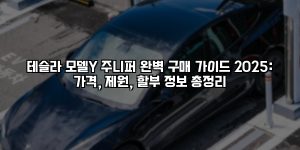 테슬라 모델Y 주니퍼 완벽 구매 가이드 2025: 가격, 제원, 할부 정보 총정리 [요약]