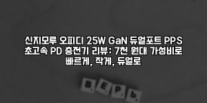 신지모루 오피디 25W GaN 듀얼포트 PPS 초고속 PD 충전기 리뷰: 7천 원대 가성비로 빠르게, 작게, 듀얼로 [요약]