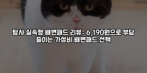 탐사 실속형 배변패드 리뷰: 6,190원으로 부담 줄이는 가성비 배변패드 선택 [요약]